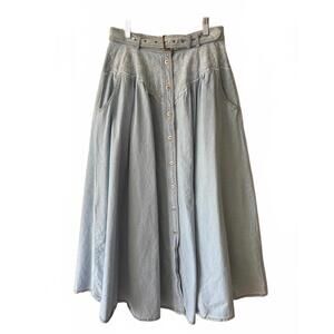Vintage 90s TOGETHER Women's Maxi Denim Button Up  Cotton Skirt Size 6